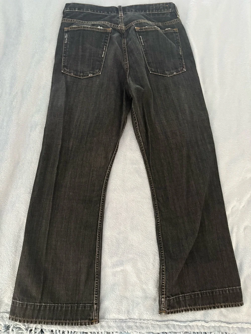 Men's Black Washed Ulility Straight-Leg Jeans